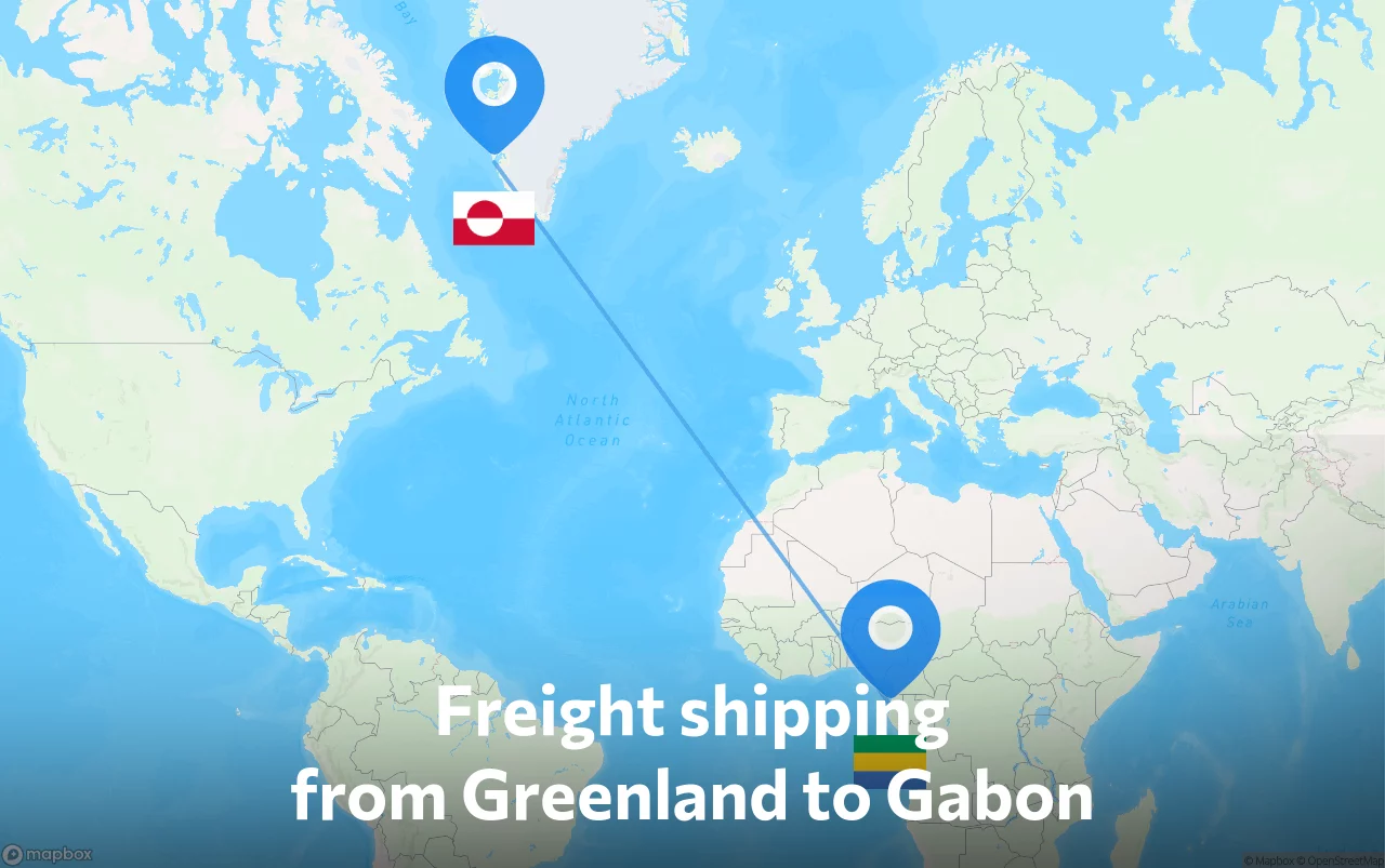 Shipping route from Greenland to Gabon
