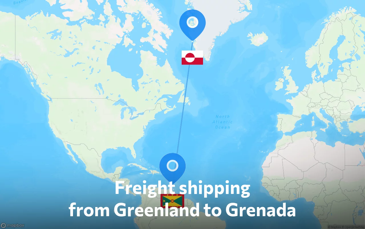 Shipping route from Greenland to Grenada