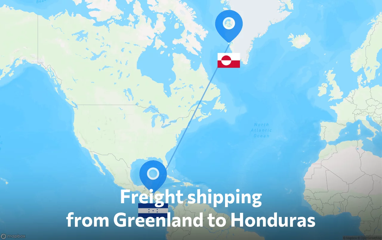 Shipping route from Greenland to Honduras