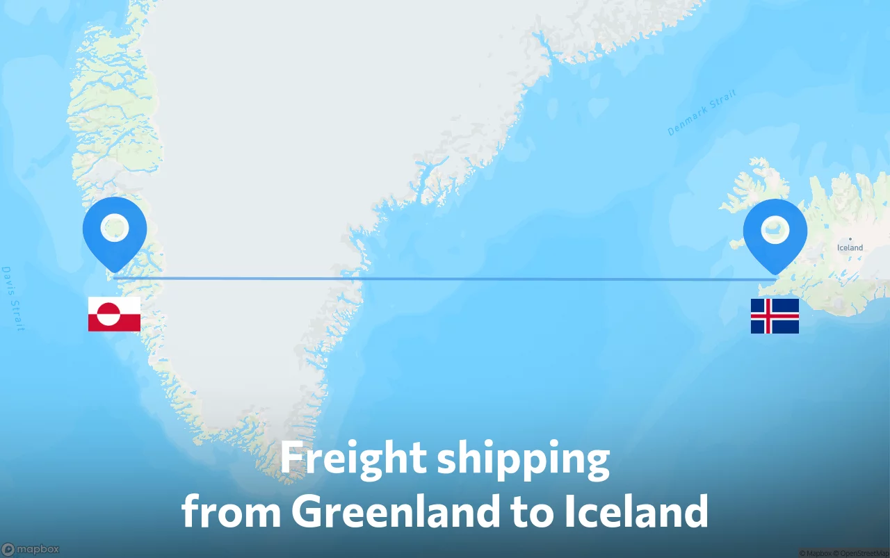 Shipping route from Greenland to Iceland