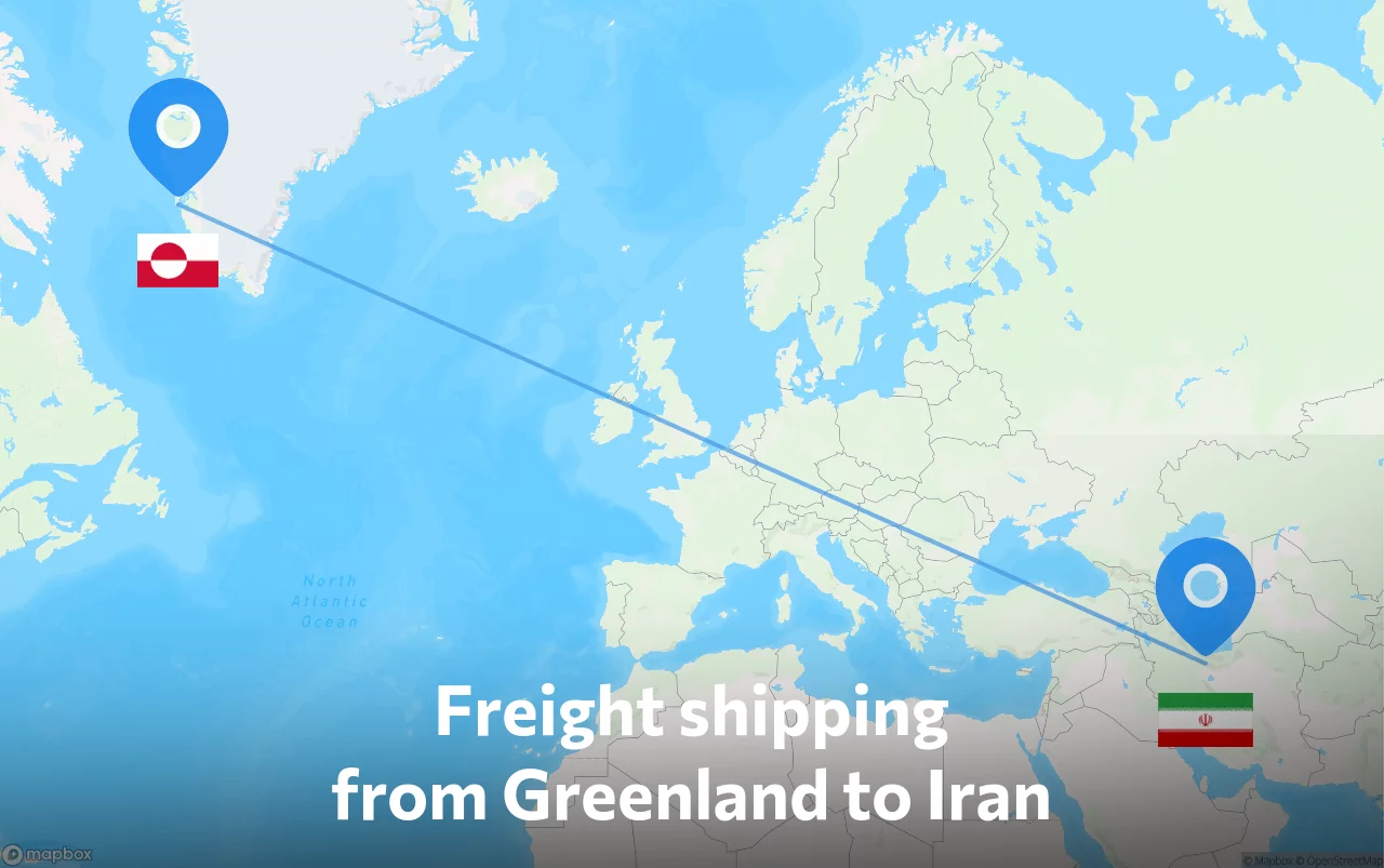 Shipping route from Greenland to Iran