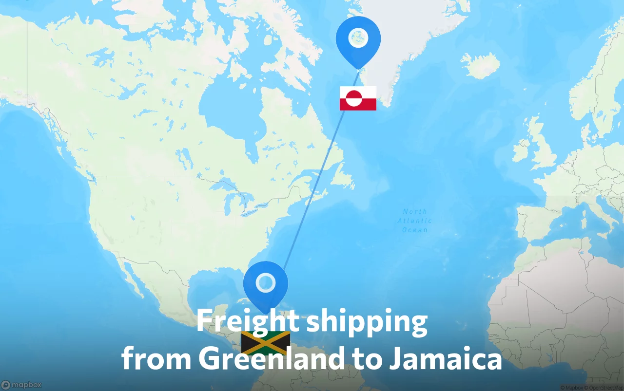Shipping route from Greenland to Jamaica