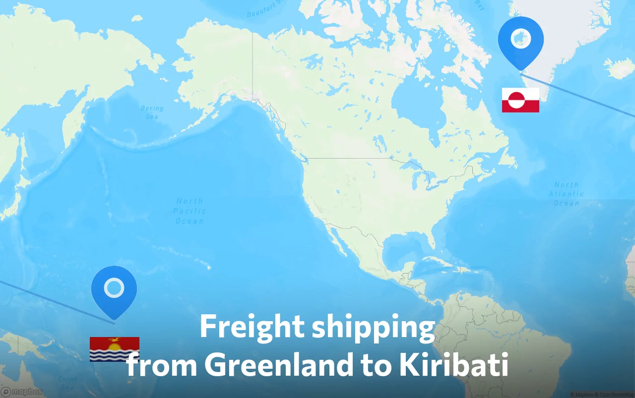 Shipping route from Greenland to Kiribati