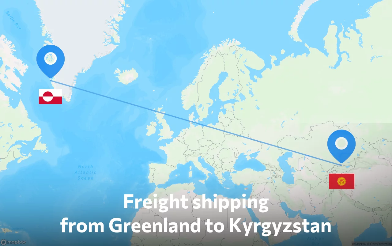 Shipping route from Greenland to Kyrgyzstan