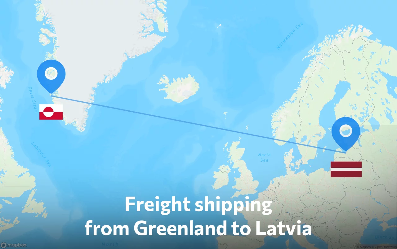 Shipping route from Greenland to Latvia