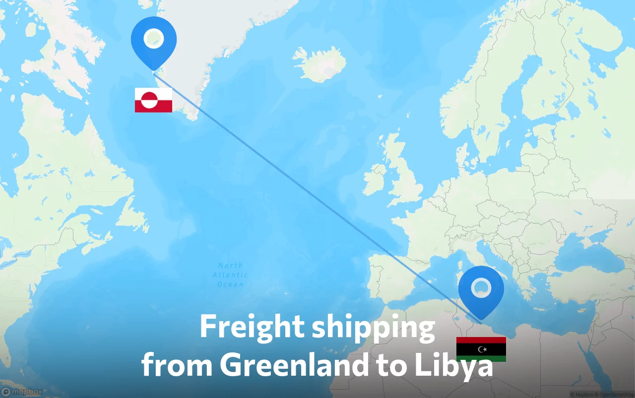 Shipping route from Greenland to Libya