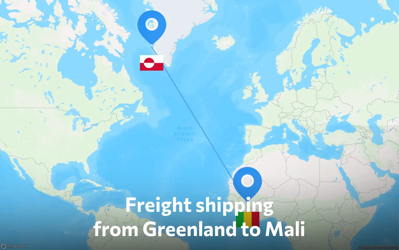 Shipping route from Greenland to Mali