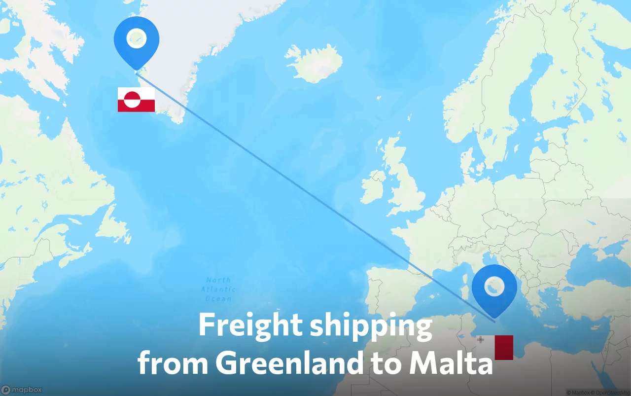 Shipping route from Greenland to Malta