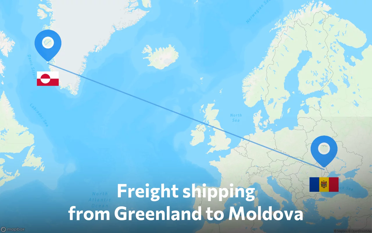 Shipping route from Greenland to Moldova