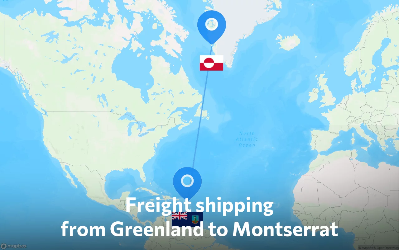 Shipping route from Greenland to Montserrat
