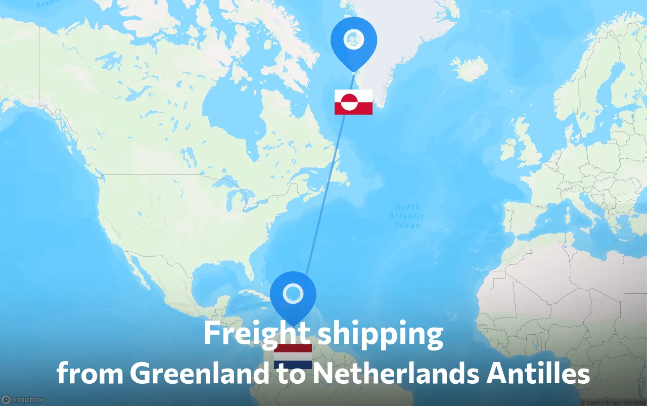 Shipping route from Greenland to Netherlands Antilles