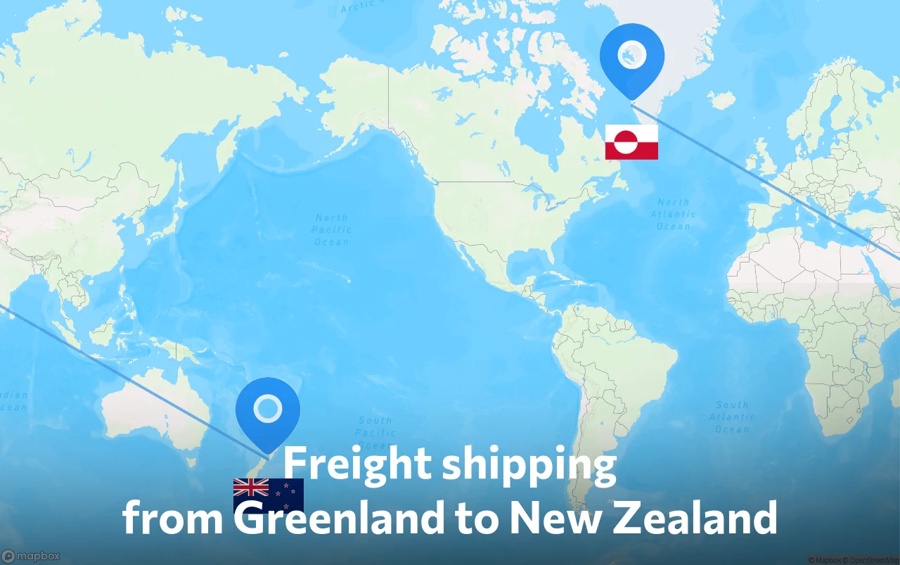 Shipping route from Greenland to New Zealand