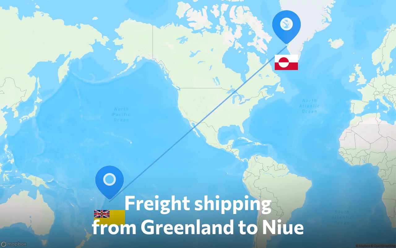 Shipping route from Greenland to Niue