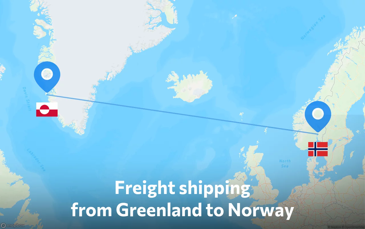 Shipping route from Greenland to Norway