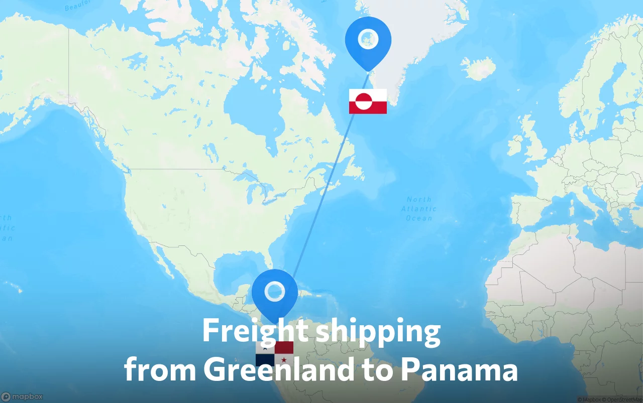 Shipping route from Greenland to Panama
