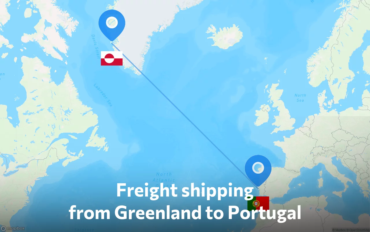 Shipping route from Greenland to Portugal