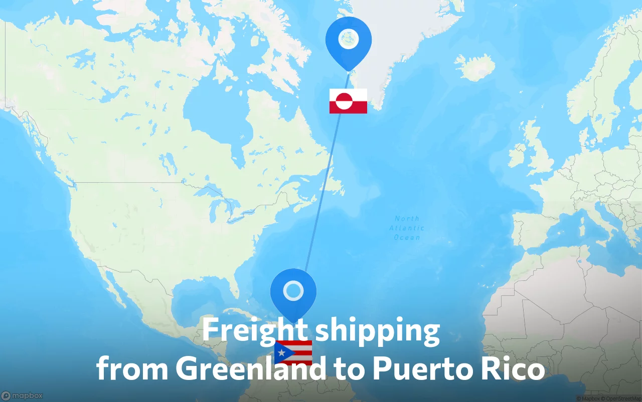 Shipping route from Greenland to Puerto Rico