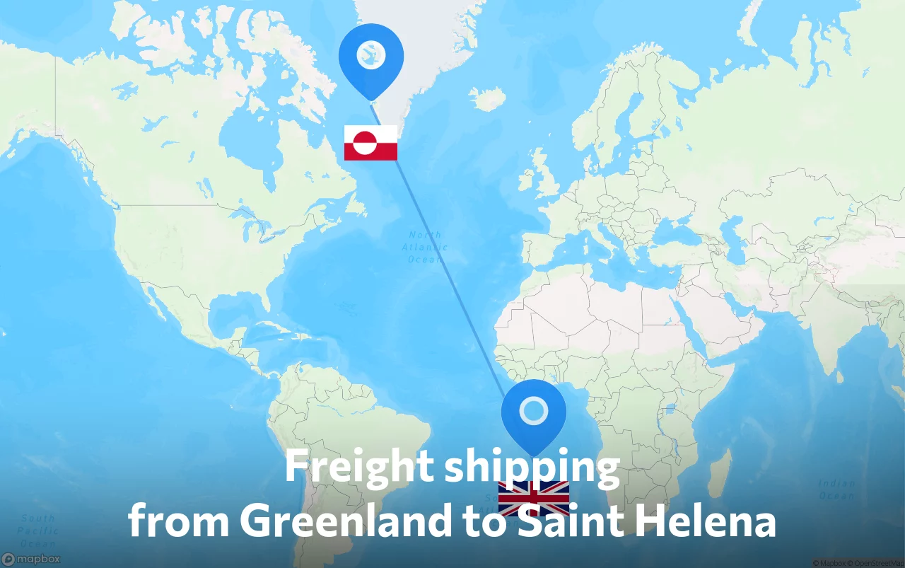 Shipping route from Greenland to Saint Helena