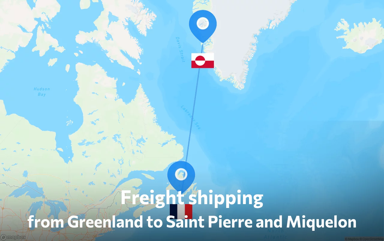 Shipping route from Greenland to Saint Pierre and Miquelon
