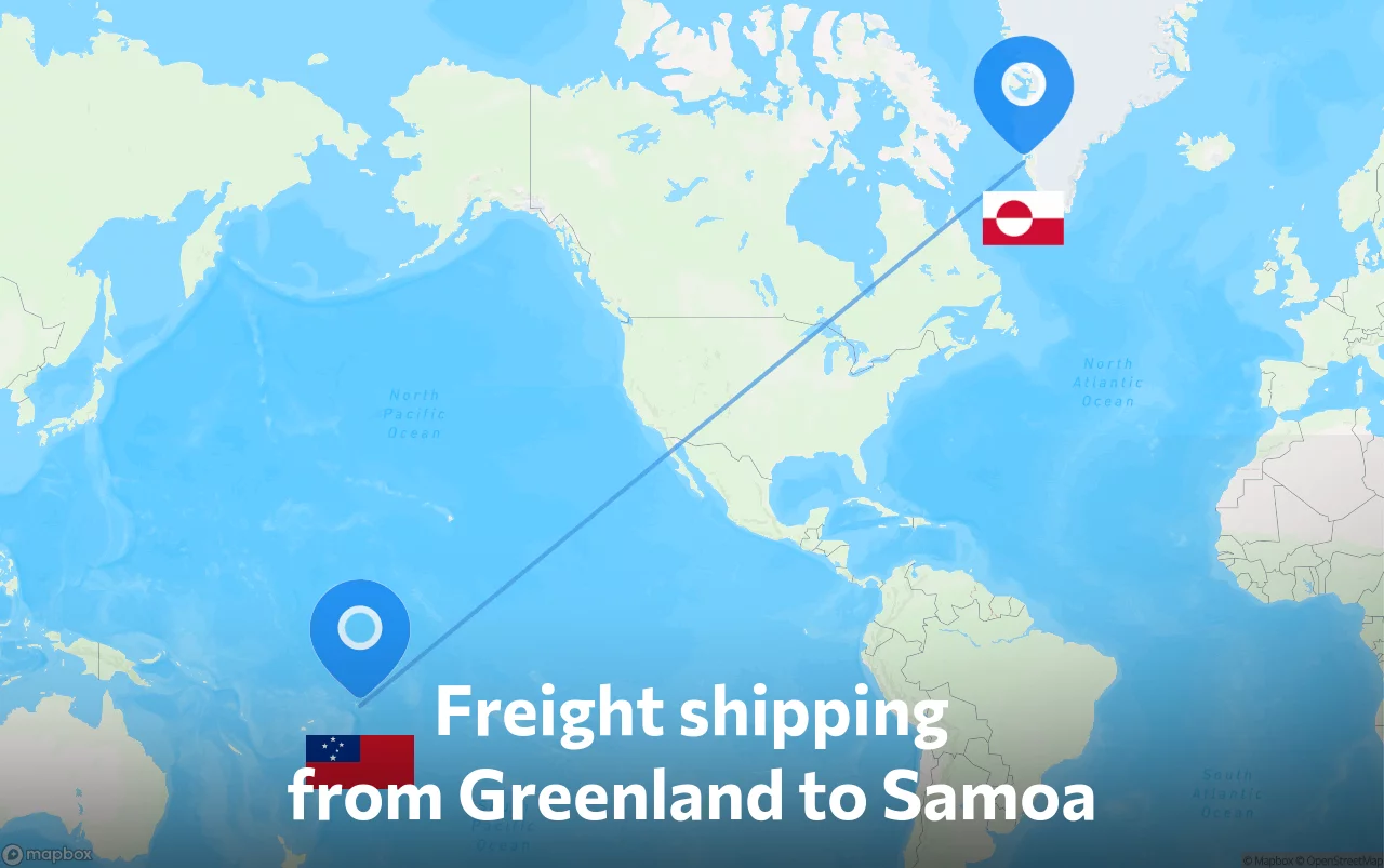 Shipping route from Greenland to Samoa