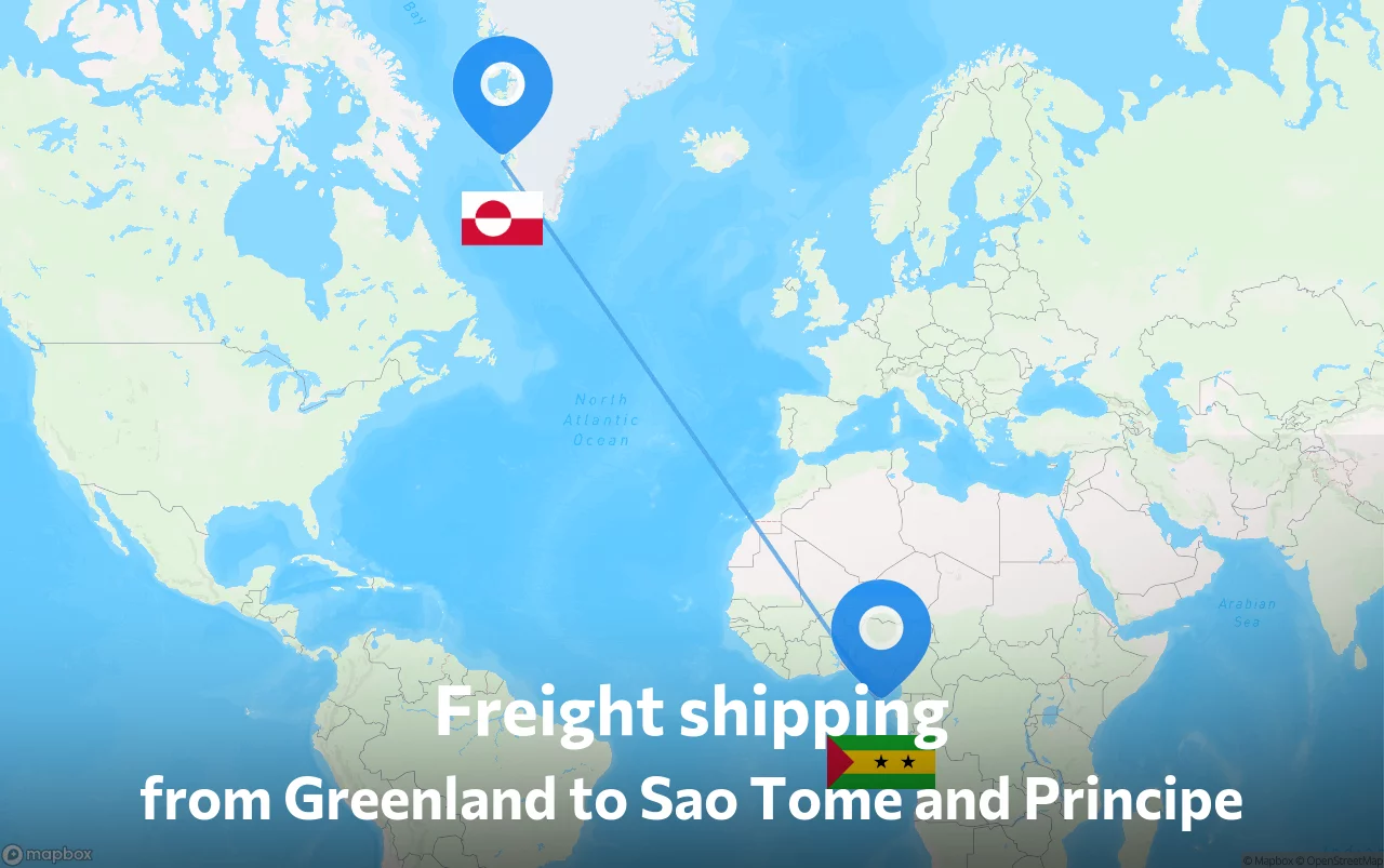 Shipping route from Greenland to Sao Tome and Principe