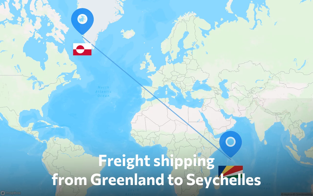 Shipping route from Greenland to Seychelles