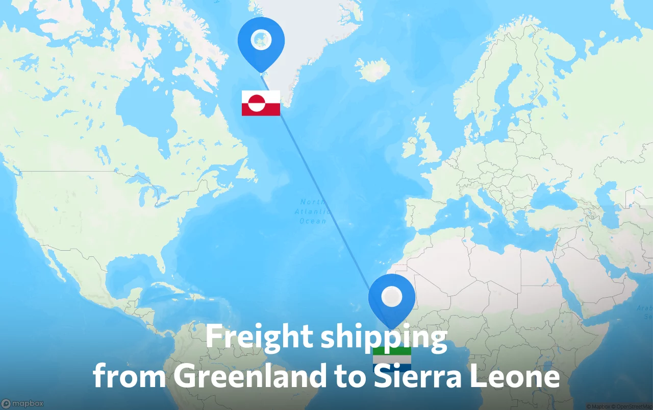 Shipping route from Greenland to Sierra Leone