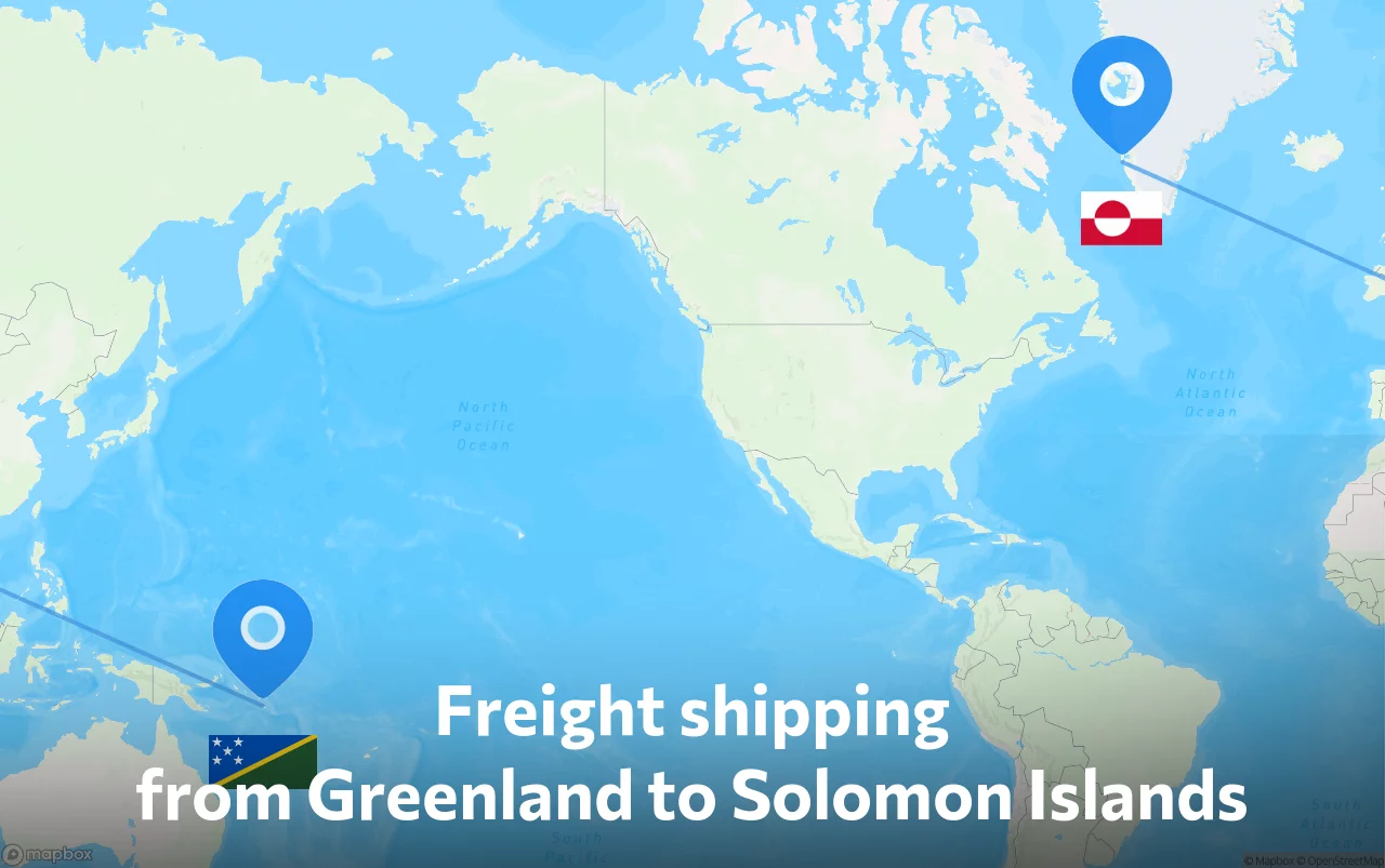 Shipping route from Greenland to Solomon Islands