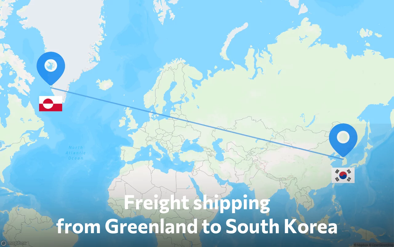 Shipping route from Greenland to South Korea
