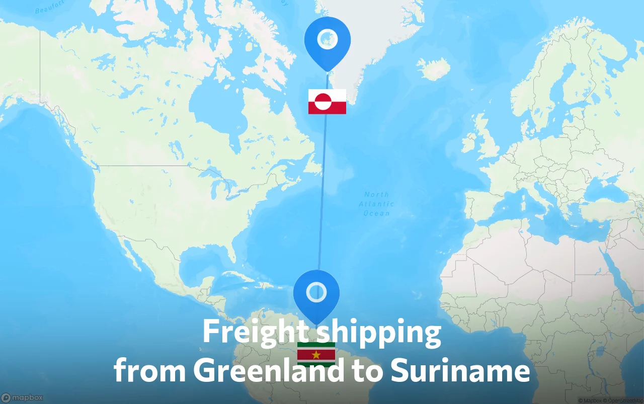 Shipping route from Greenland to Suriname