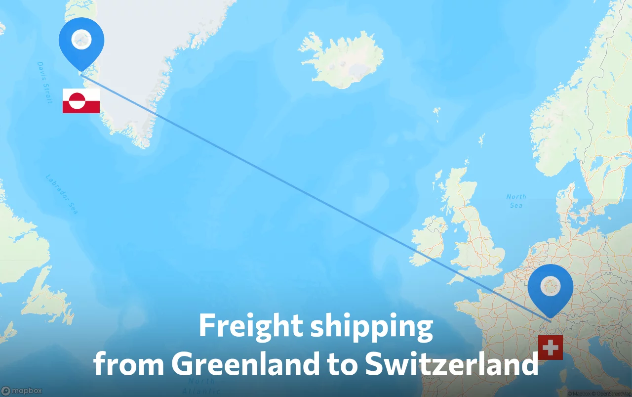 Shipping route from Greenland to Switzerland