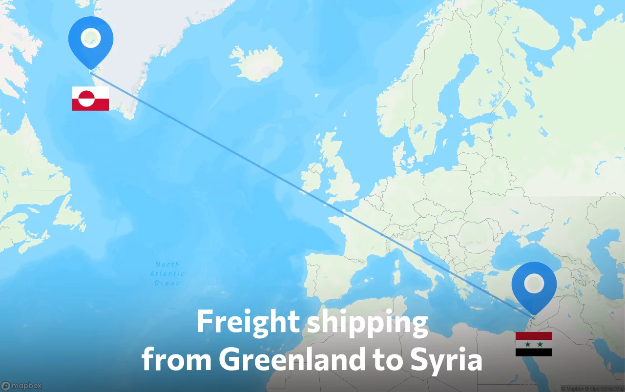 Shipping route from Greenland to Syria