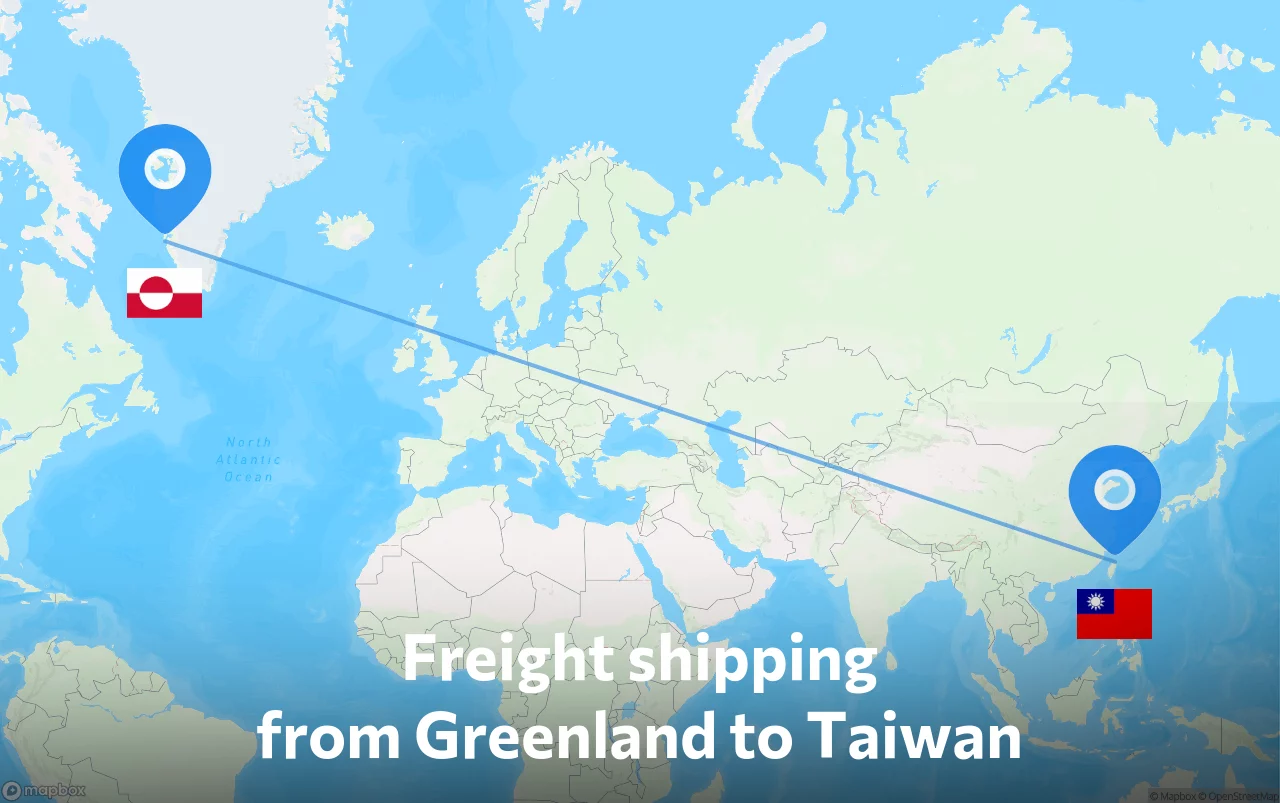 Shipping route from Greenland to Taiwan