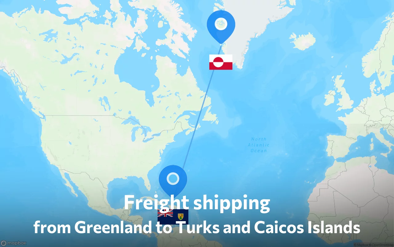 Shipping route from Greenland to Turks and Caicos Islands