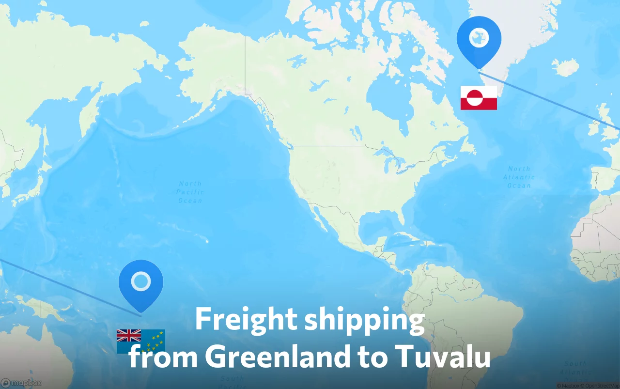 Shipping route from Greenland to Tuvalu