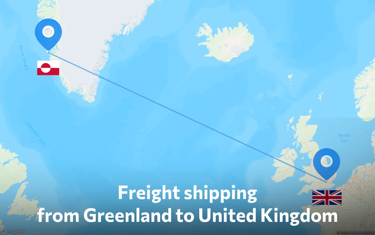 Shipping route from Greenland to United Kingdom