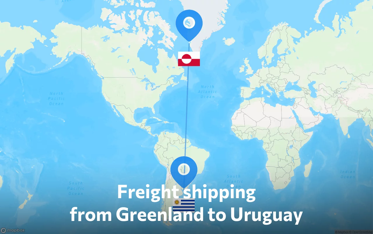 Shipping route from Greenland to Uruguay