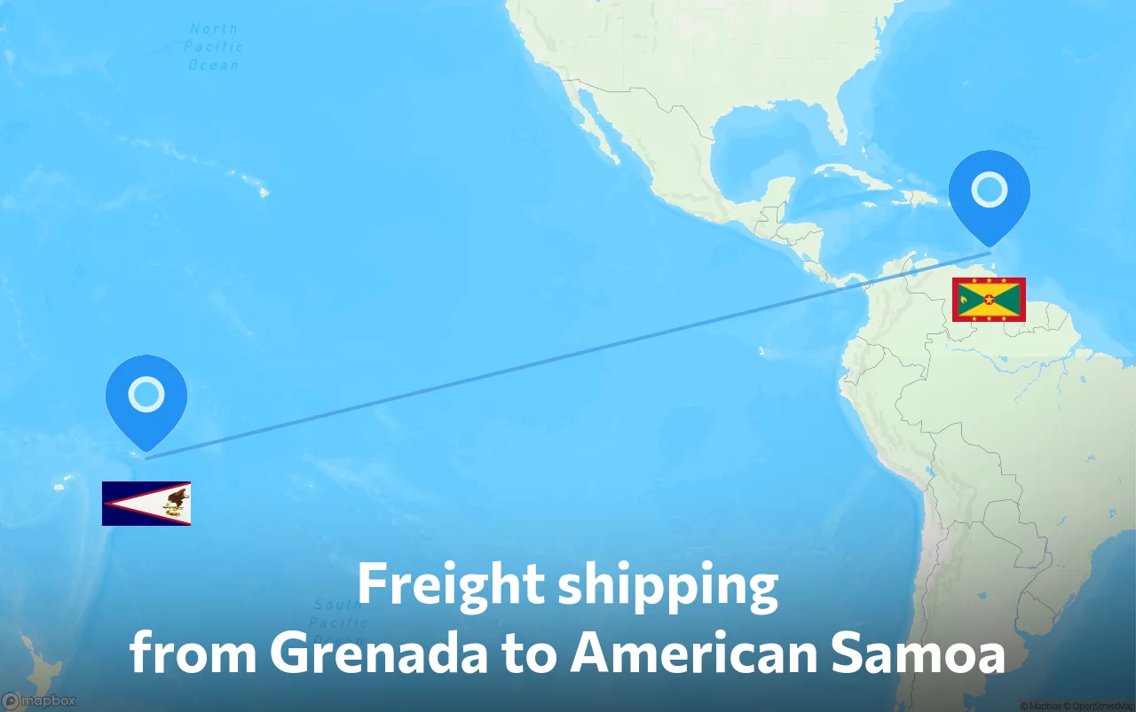 Shipping route from Grenada to American Samoa