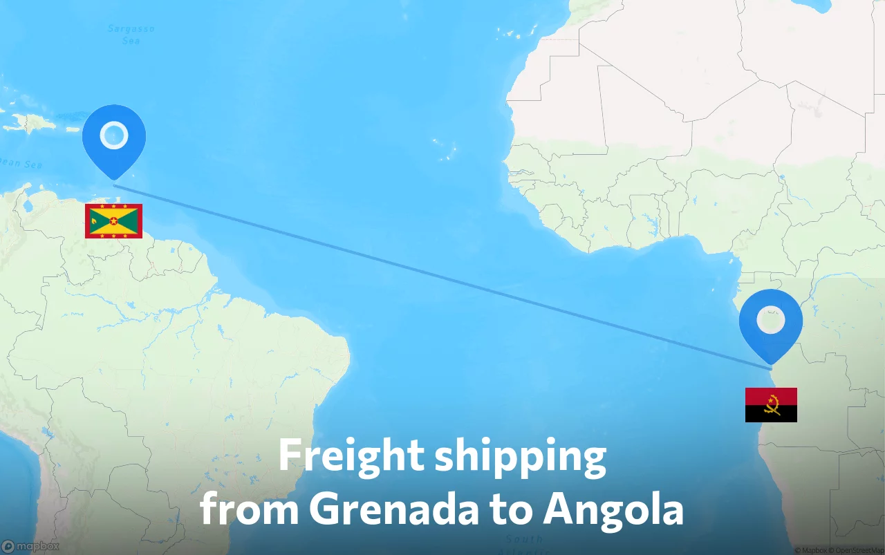 Shipping route from Grenada to Angola