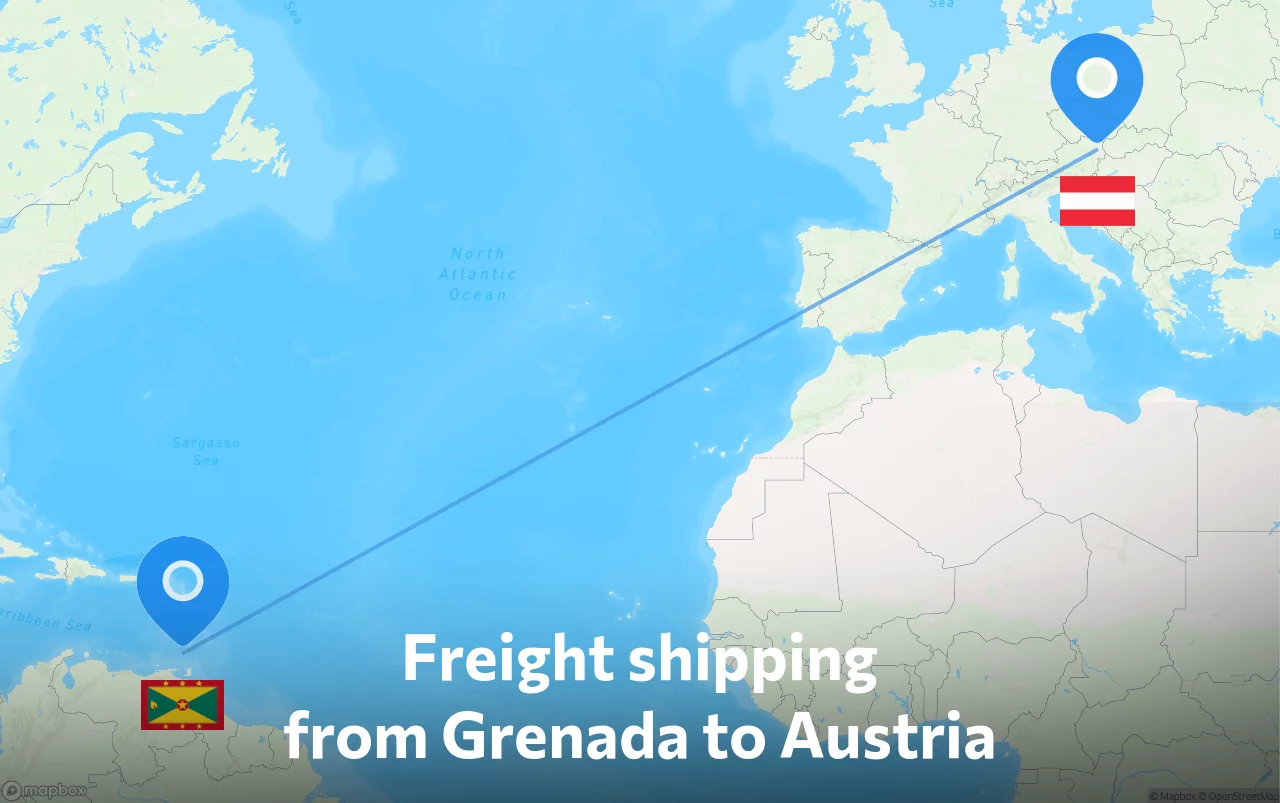 Shipping route from Grenada to Austria