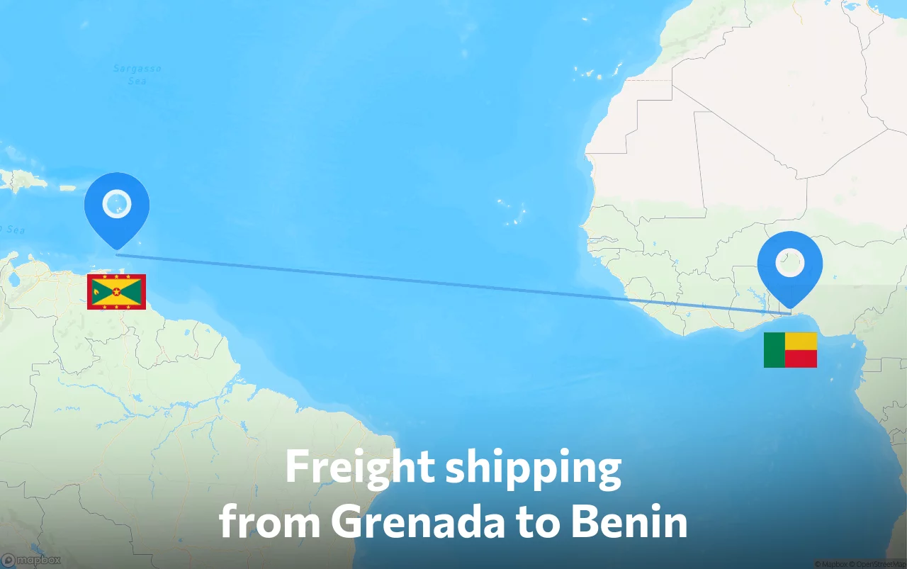 Shipping route from Grenada to Benin