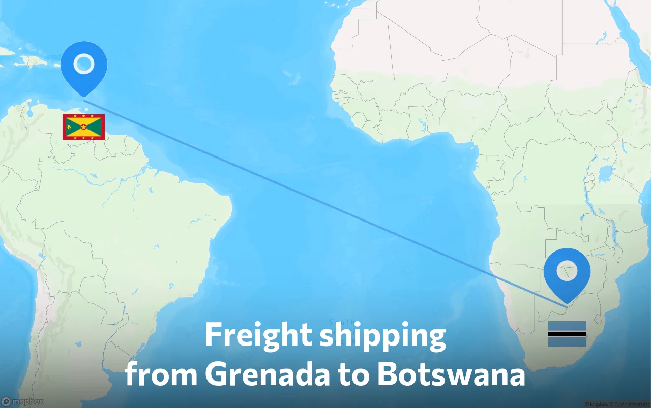 Shipping route from Grenada to Botswana