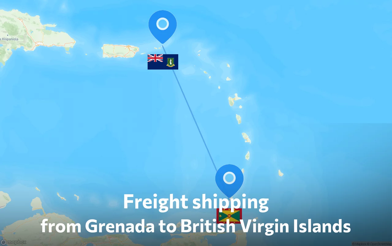 Shipping route from Grenada to British Virgin Islands