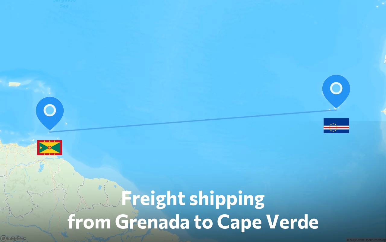 Shipping route from Grenada to Cape Verde
