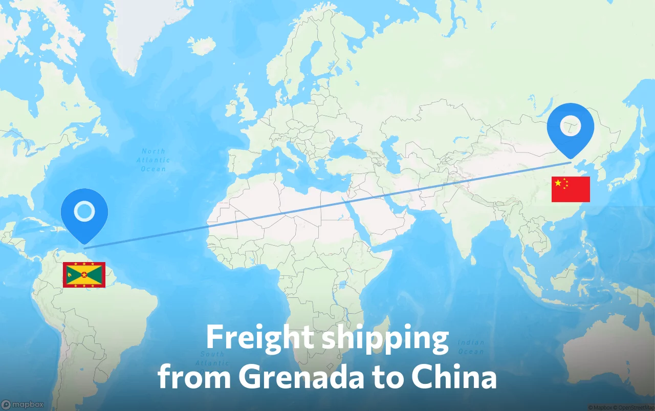 Shipping route from Grenada to China