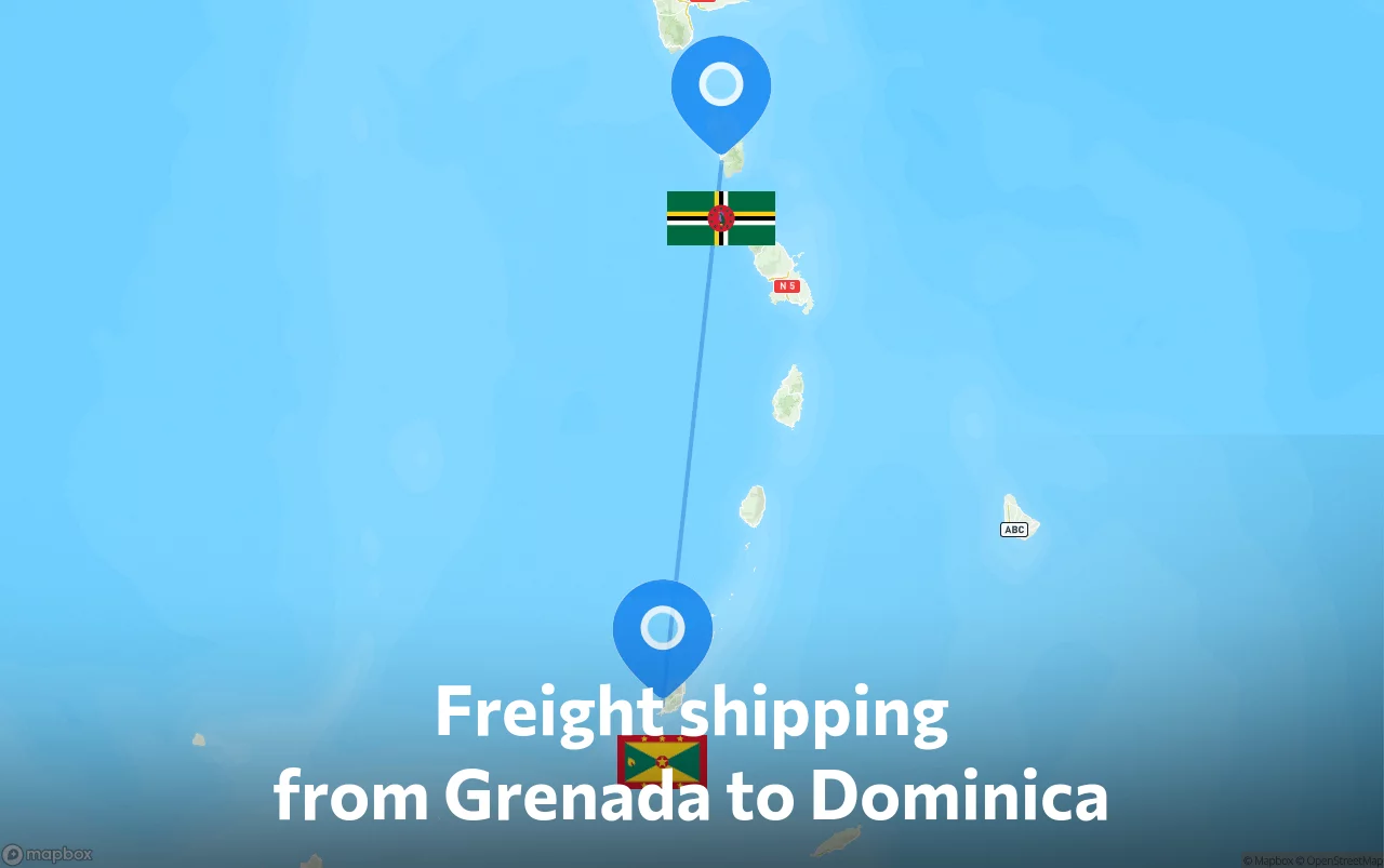 Shipping route from Grenada to Dominica