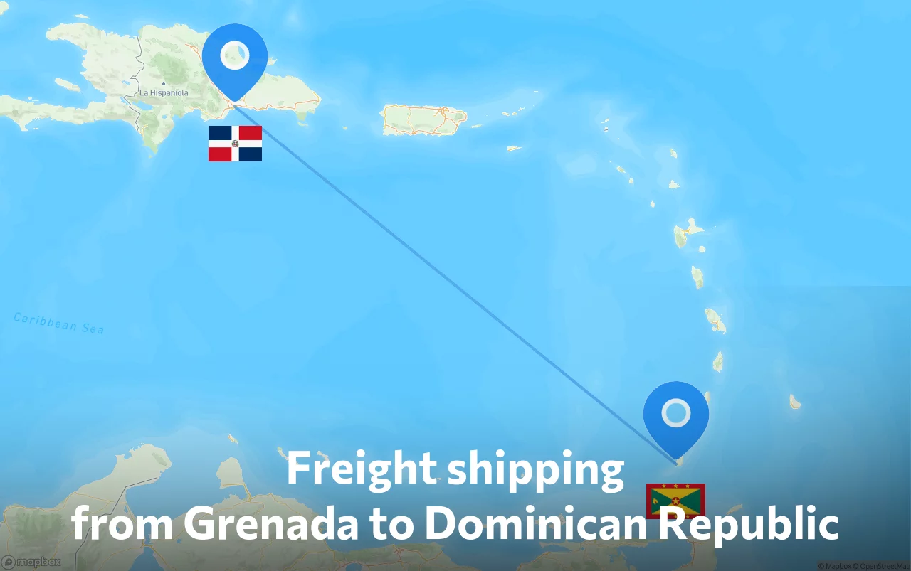 Shipping route from Grenada to Dominican Republic