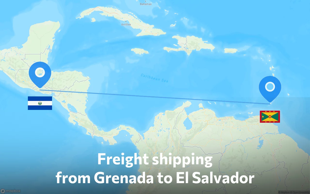 Shipping route from Grenada to El Salvador