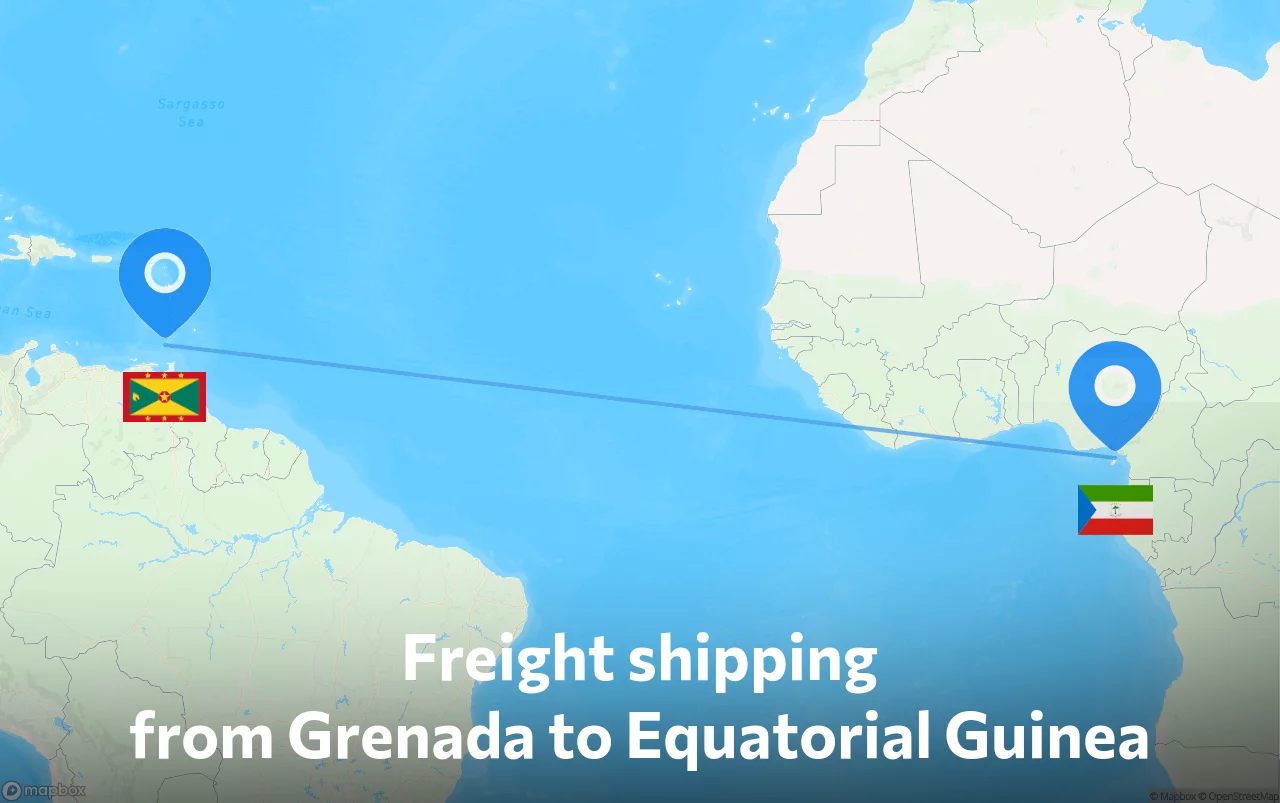 Shipping route from Grenada to Equatorial Guinea