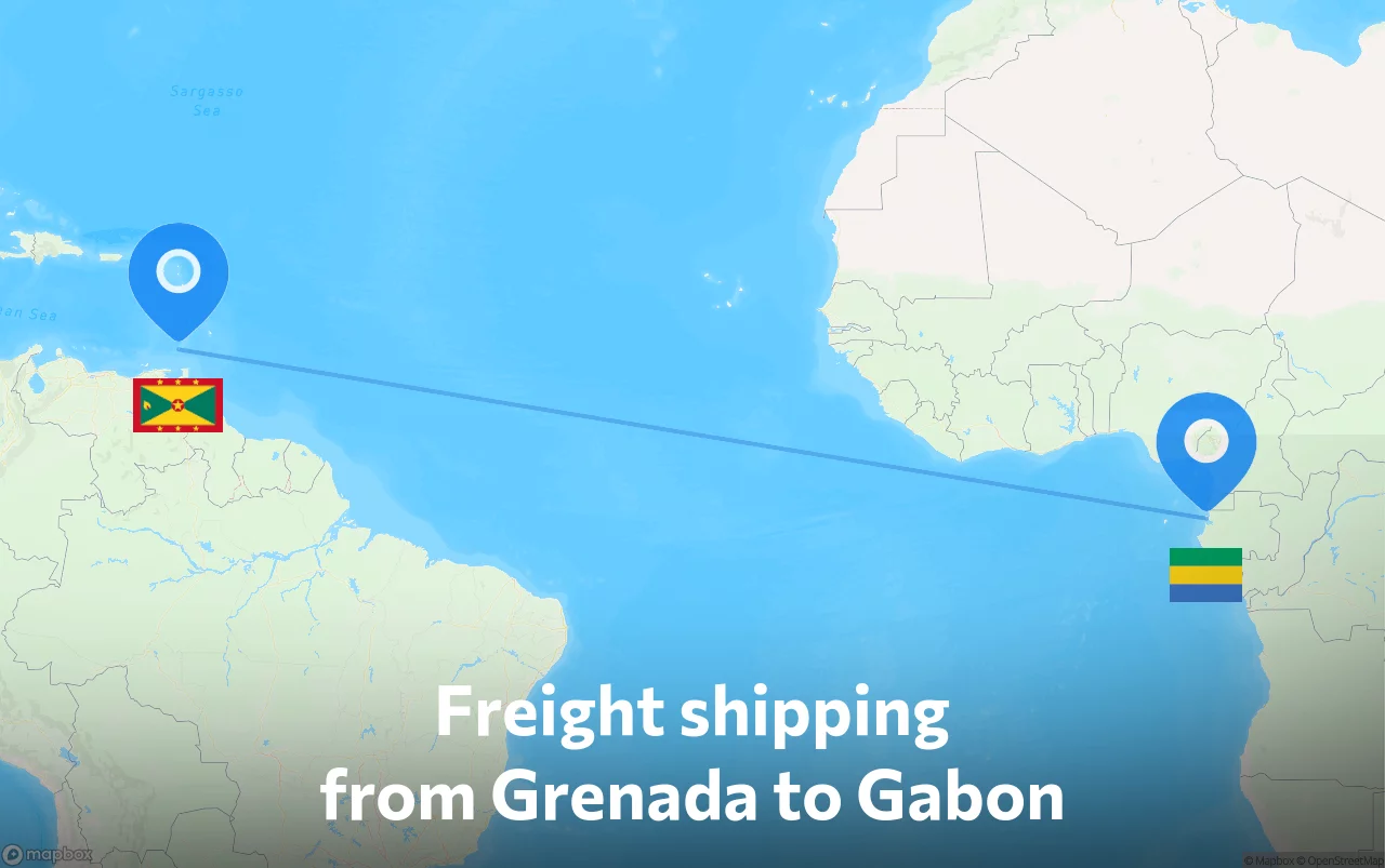 Shipping route from Grenada to Gabon